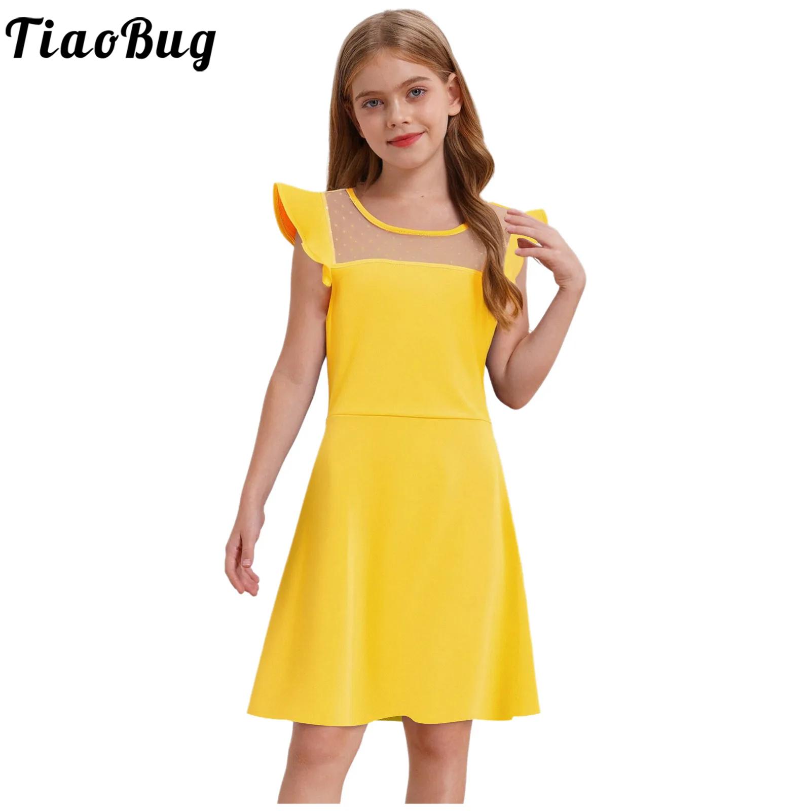 Summer Clothing Teen Girls - Tienermeisjes zomerjurk ruches mouwen stippen pure