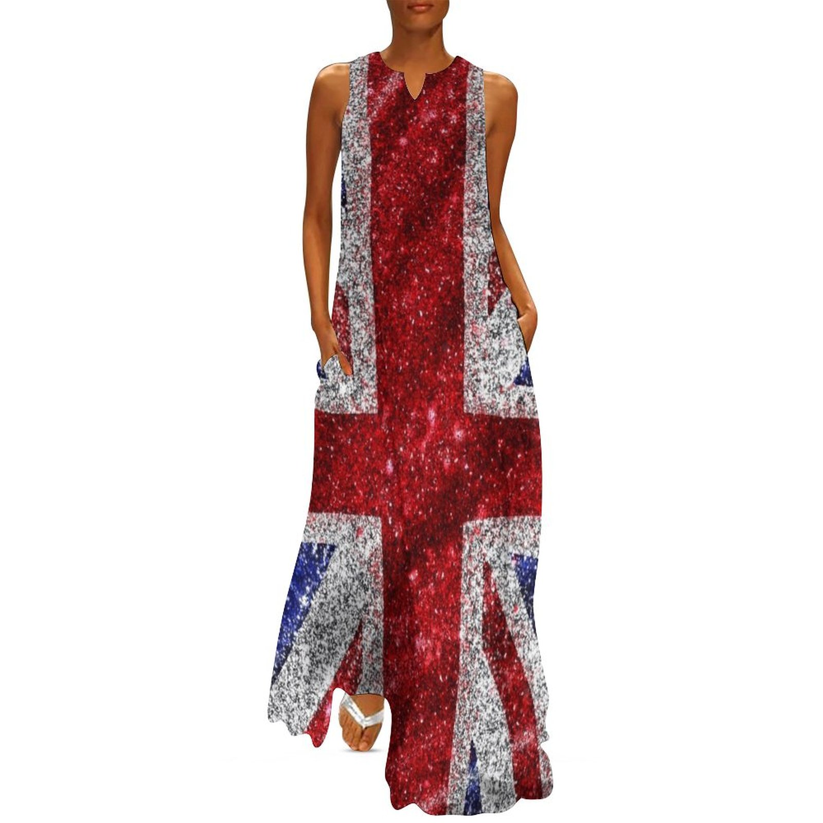Womens Summer Clothing Uk - Faux Glitter Union Jack Vlag UK