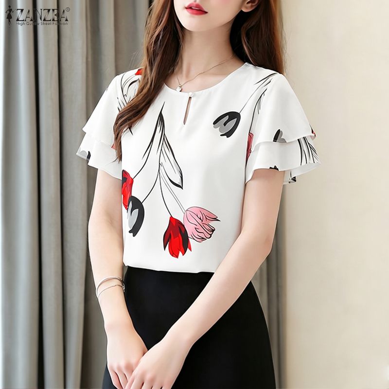 Summer Clothing Layering - ZANZEA Vrouw Zomer Bloemenprint Pullover Blouses