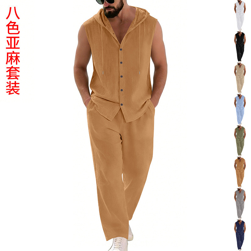 Summer Clothing Sets - Casual linnen pak voor heren, trui