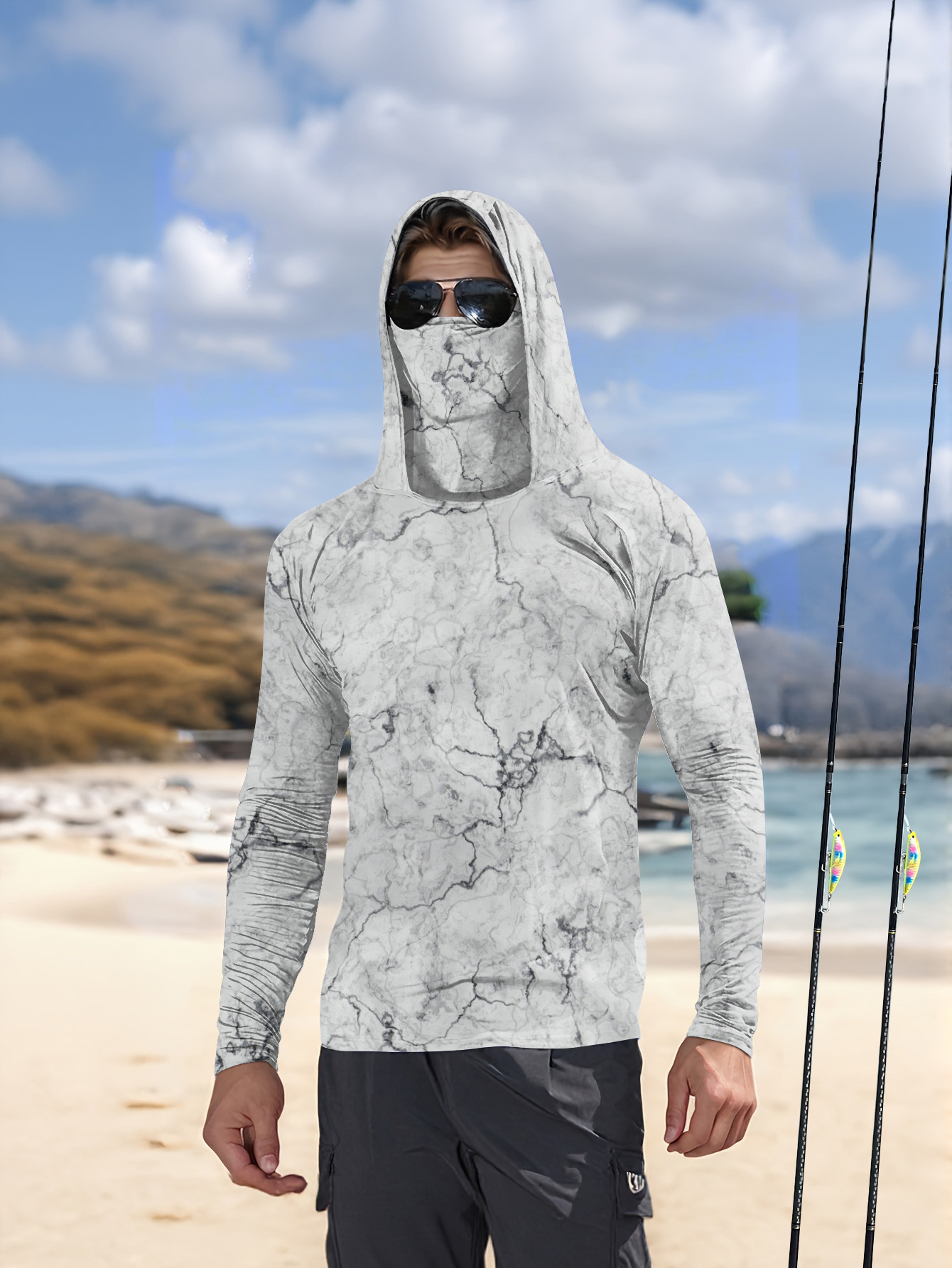 Summer Clothing Men - Heren Hood Fishing Shirt lange mouw