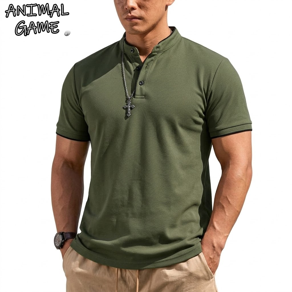 Summer Clothing Essentials - Zomer Henley-shirt met korte mouwen Heren