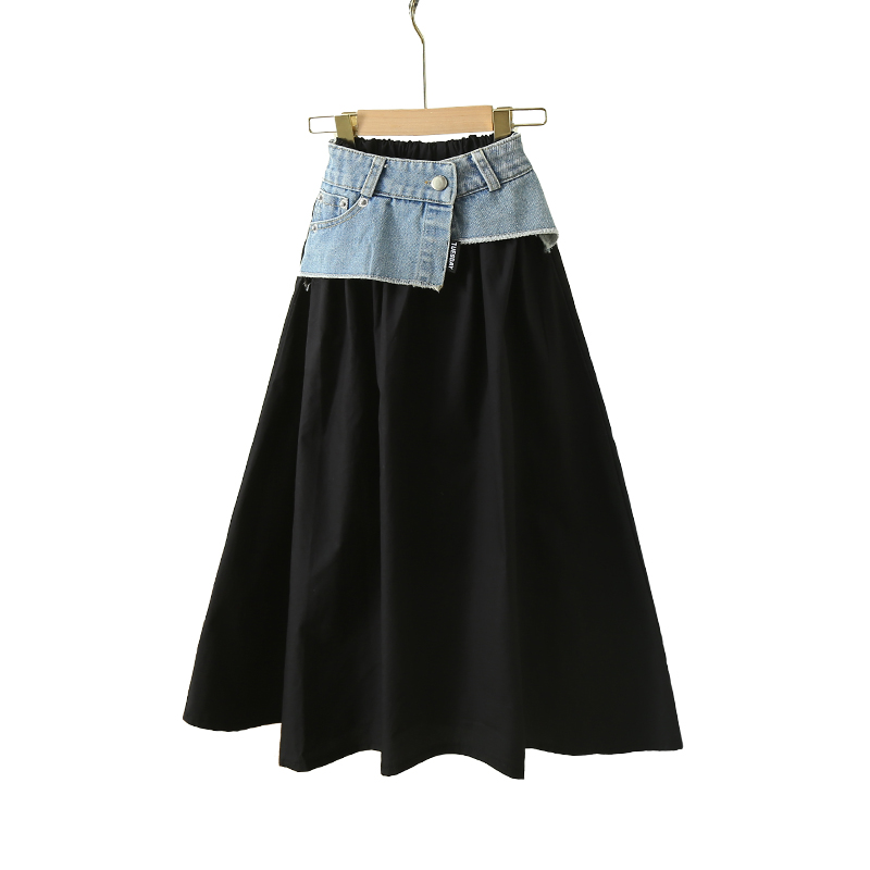 Summer Clothing Teen Girls - Koreaanse kind lange patchwork denim rok
