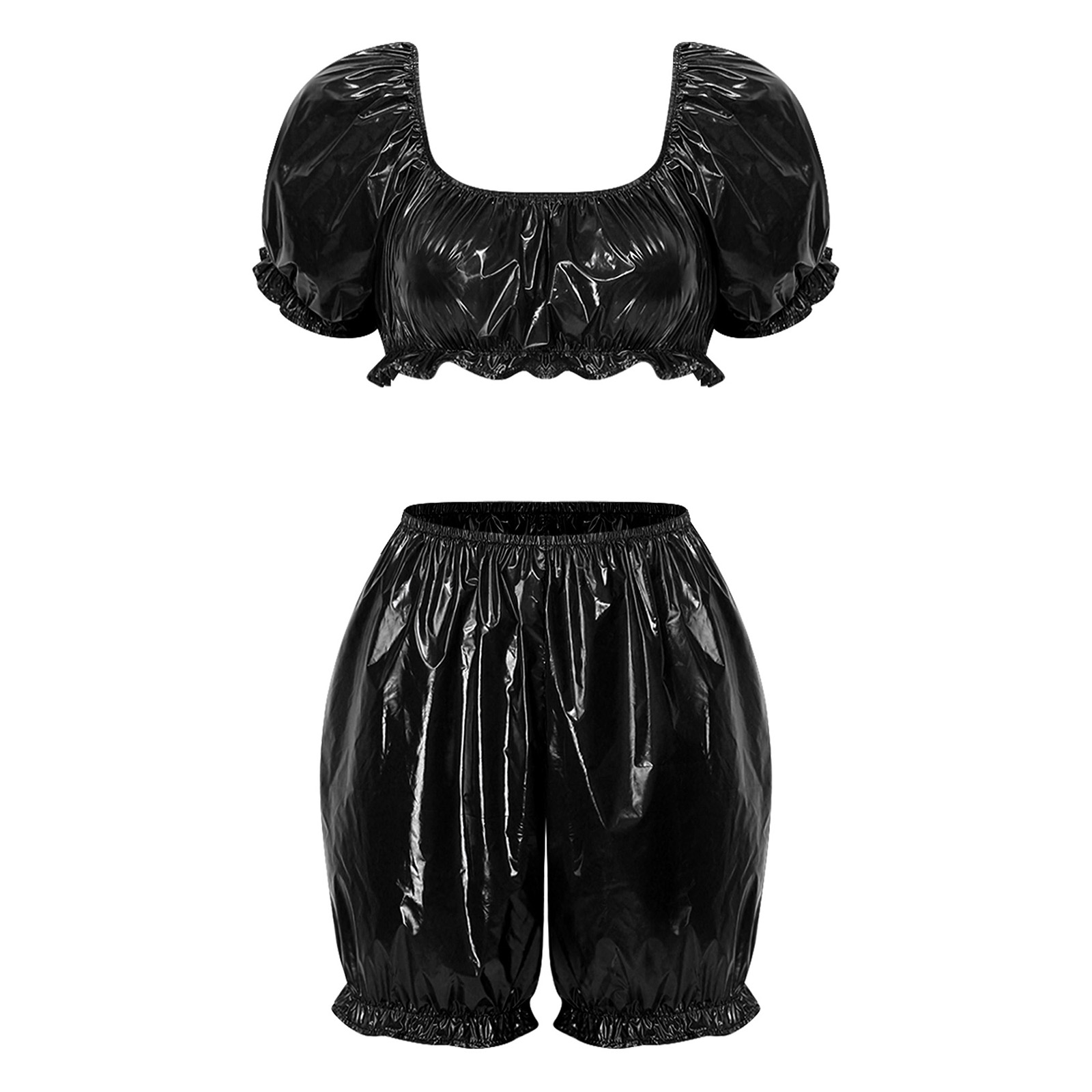 Summer Clothing Sets - Dames Wetlook PU Leder Clubkleding Outfits