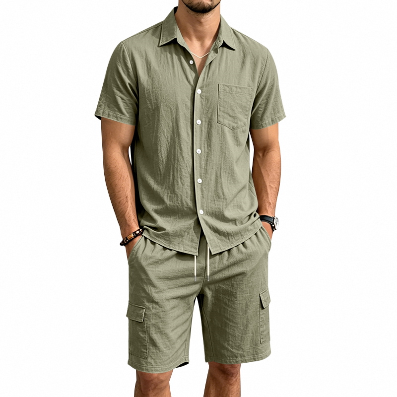 Summer Clothing Essentials - Heren zomer Amerikaans linnen tweedelige set