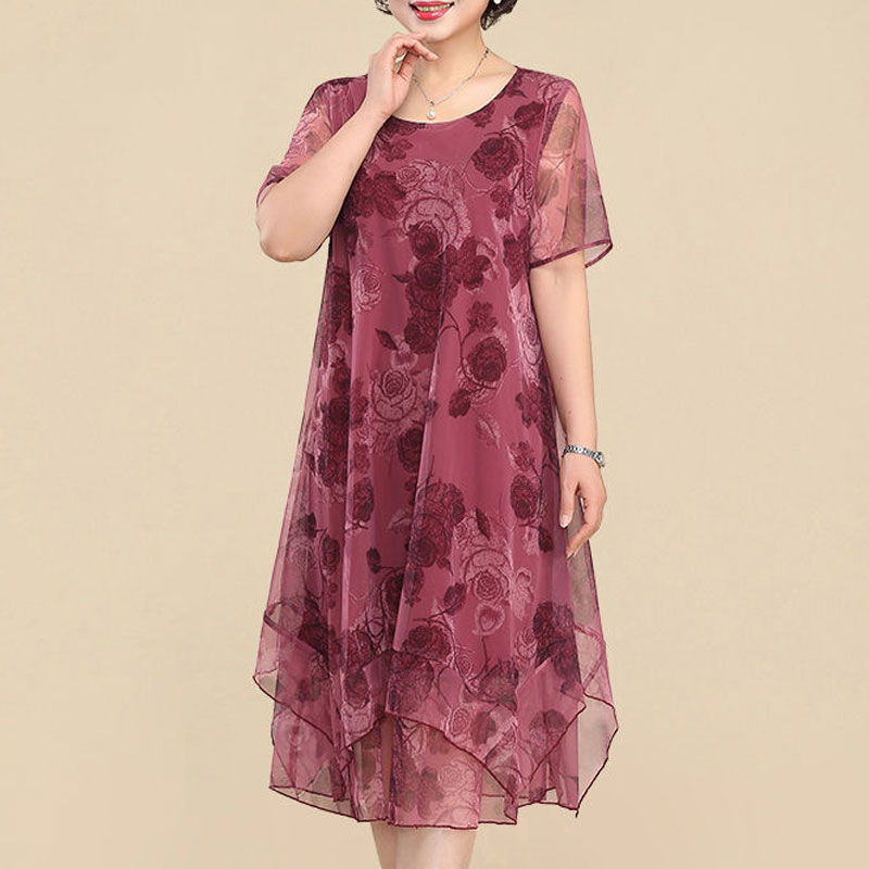 Nieuwe O-hals Korte Mouw Jurke - Summer Clothing For 60 Year Old Woman recensie en prijs