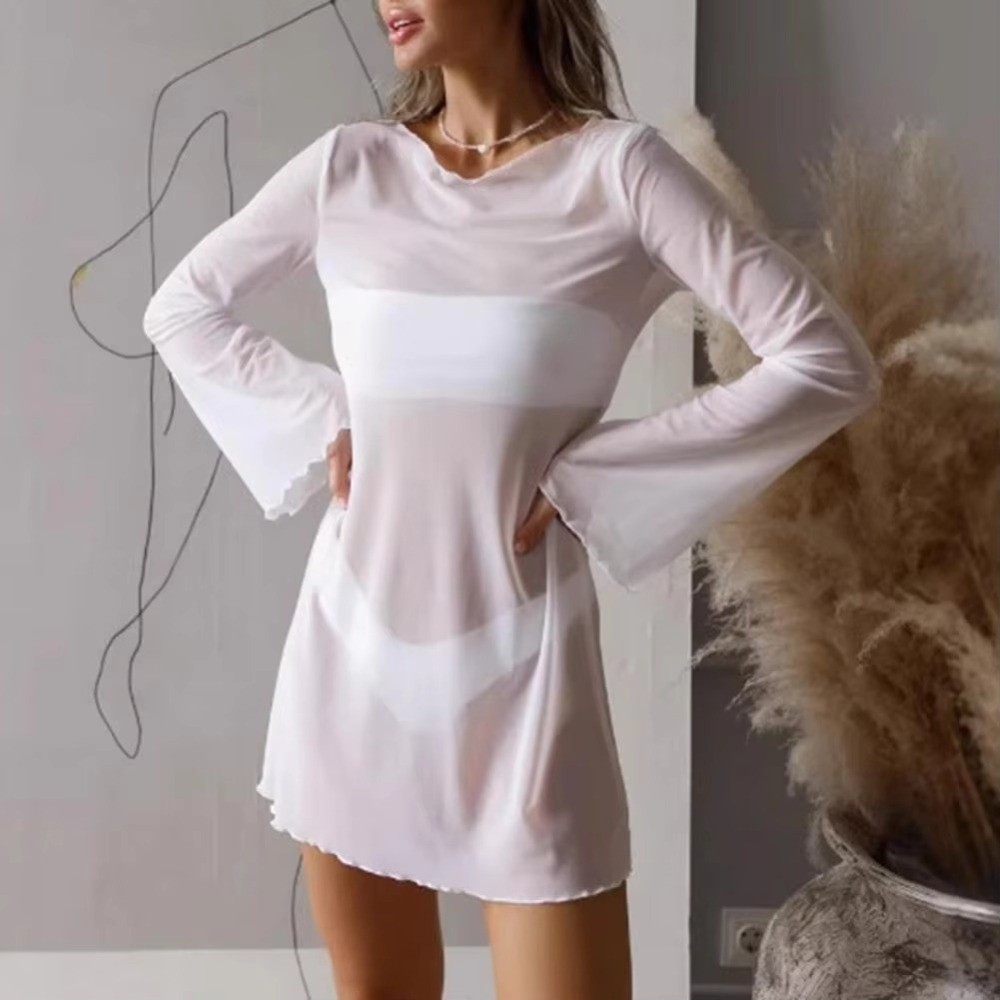 Zomerse doorschijnende mesh ba - Swim Cover Up Mesh recensie en prijs