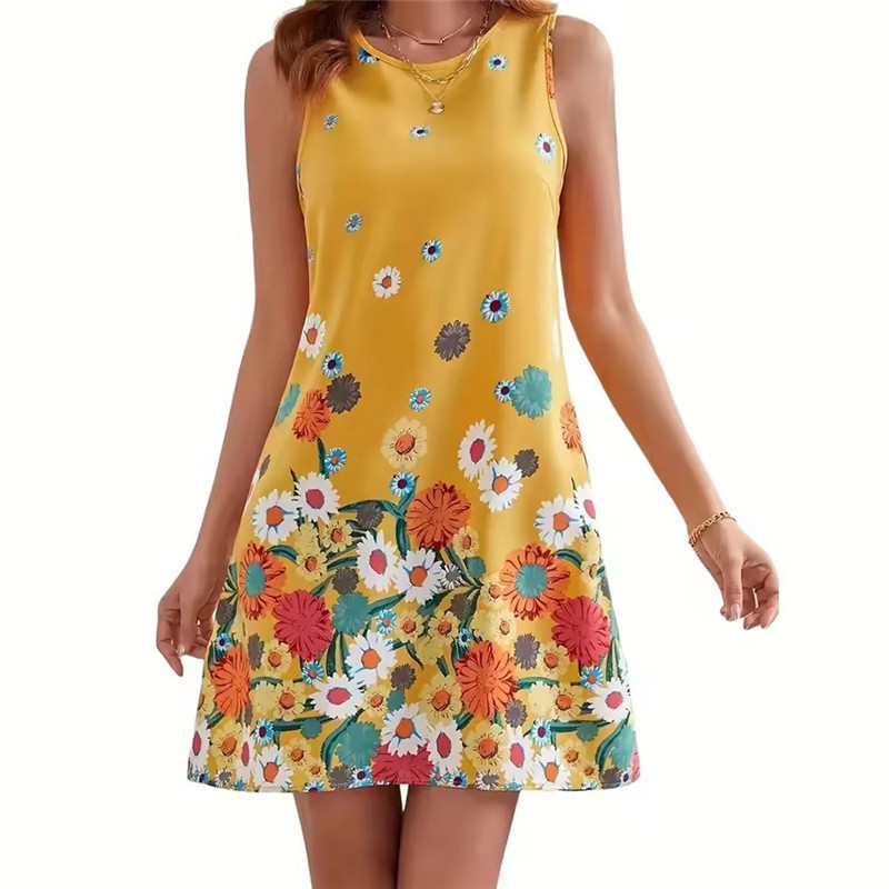 Gele bloemenjurk Dames Mouwloo - Soft Summer Yellow Clothing recensie en prijs