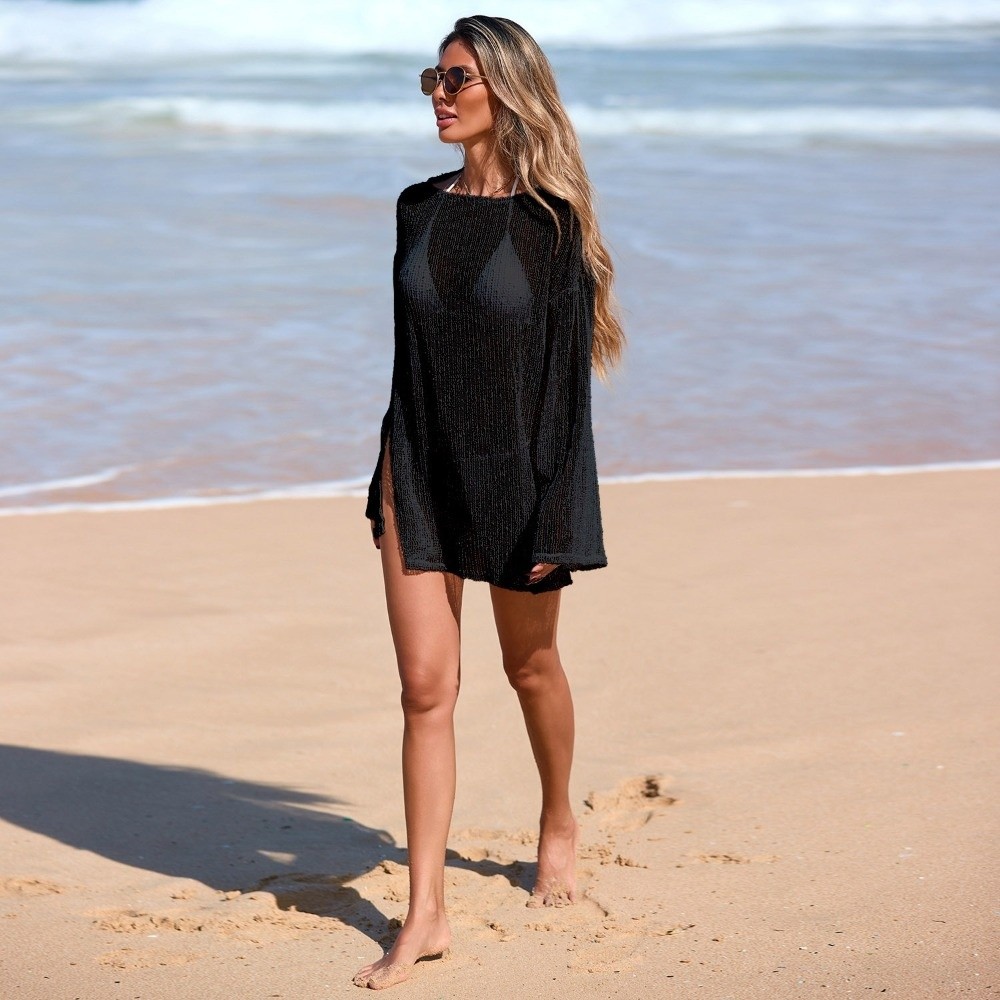 Damesmode doorschijnende stran - Swim Cover Up Mesh recensie en prijs