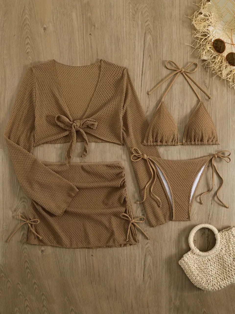 4-delige halter bikini's set 2 - Swim Cover Up Mesh recensie en prijs