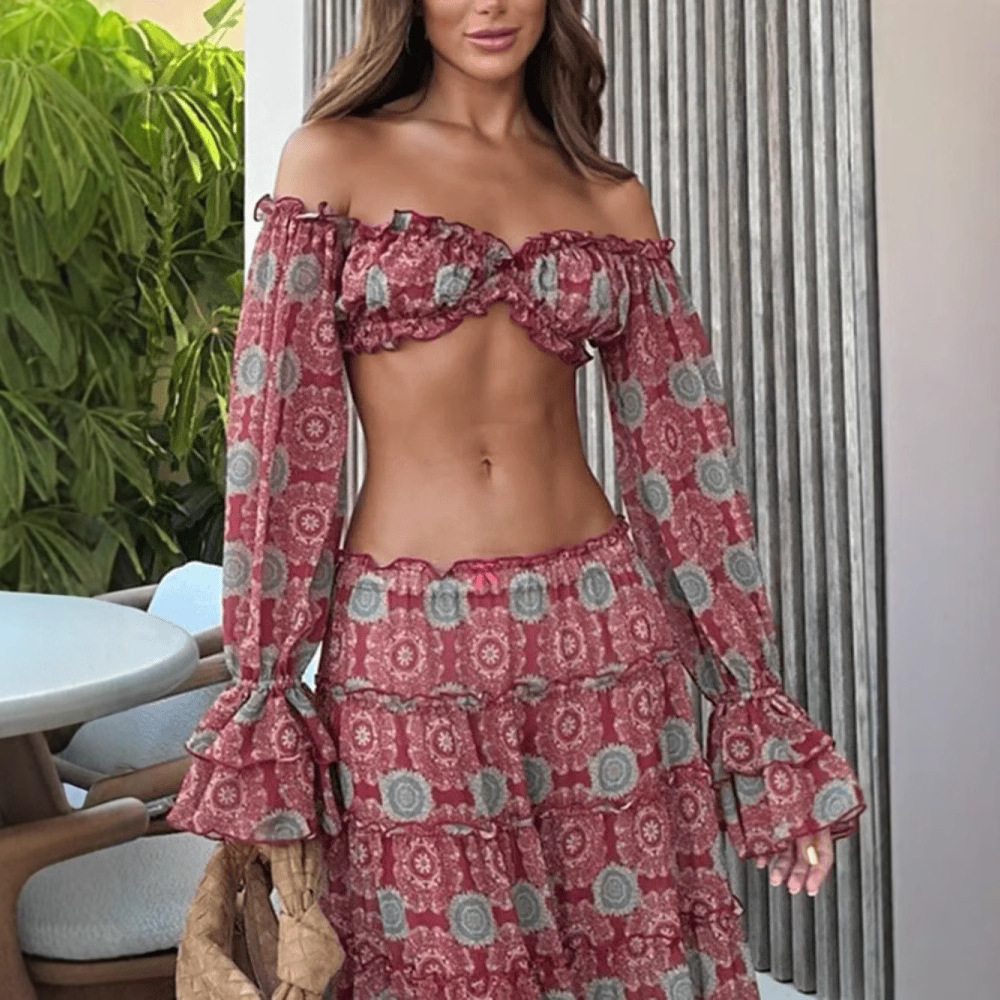 Vintage print rok tweedelig se - Summer Clothing Vacation recensie en prijs
