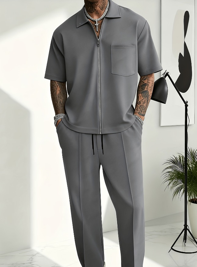 Heren 2-delige outfit, half-ri - Summer Clothing Outfits recensie en prijs